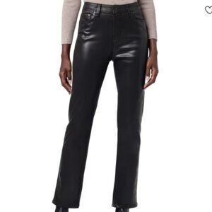 NWT Hudson Women's Nico Mid-Rise Straight Leg Ankle Coated Black Stretch Size 26